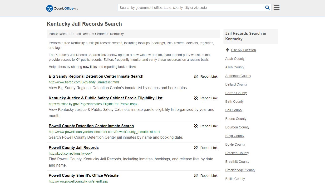 Jail Records Search - Kentucky (Jail Rosters & Records) - County Office